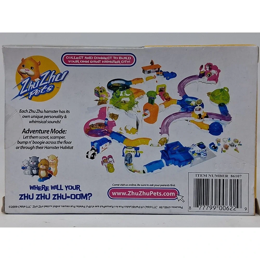 2009 Zhu Zhu Pets Hamster Jinx White Gray Cepia Plush Animal New Damage Box. H